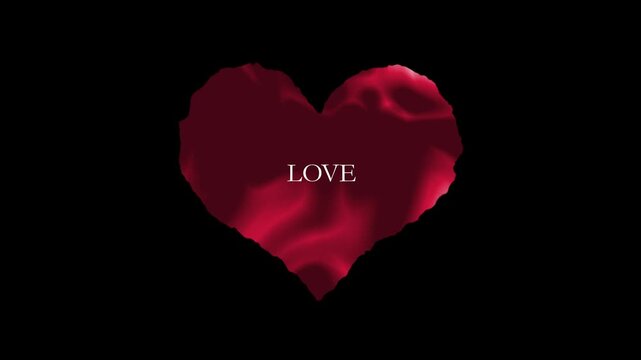 揺れ動く赤いハートにLOVEの文字が浮かぶ動画