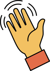 Fototapeta premium A cartoon illustration of a hand waving hello with motion lines indicating movement.