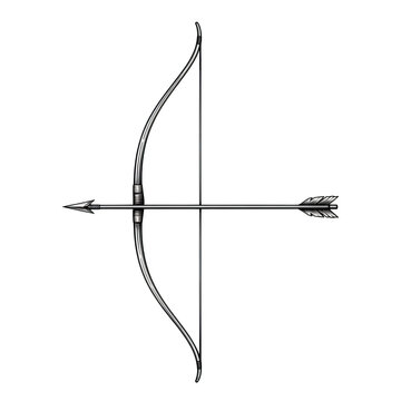 A traditional longbow with an arrow ready for archery practice or hunting.