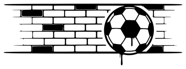 Urban style illustration of a soccer ball hitting a brick wall with graffiti elements © Camel