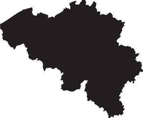 Fototapeta premium Black silhouette map of Belgium a simple vector illustration for travel and geography concepts isolated on a white background