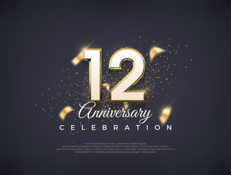 12th anniversary number with fancy numerals. luxury premium vector design. Premium vector for poster, banner, celebration greeting.