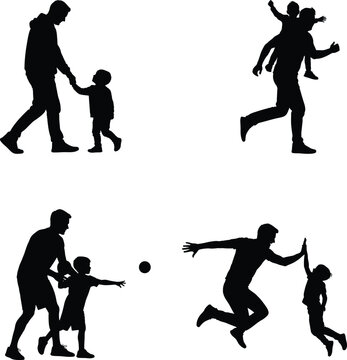 Silhouette of a father and son playing together