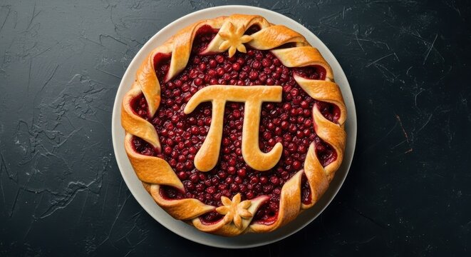 A pie with a pi symbol on top made of pastry