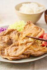 豚の生姜焼き ロース肉の家庭料理