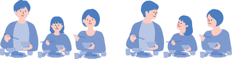 食事をする家族　シンプル