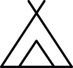 Minimalist teepee icon vector outline symbol representing outdoor camping and adventure © CreativeAIDesigner
