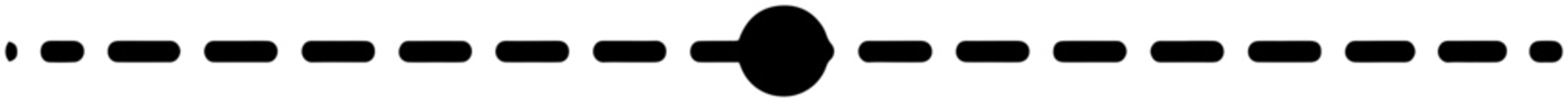 Minimalist graphic representation of a ball moving along a horizontal dashed path