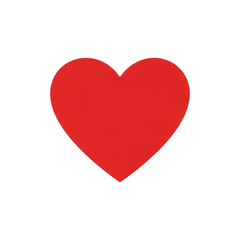 A simple and bold red heart symbol on a white background