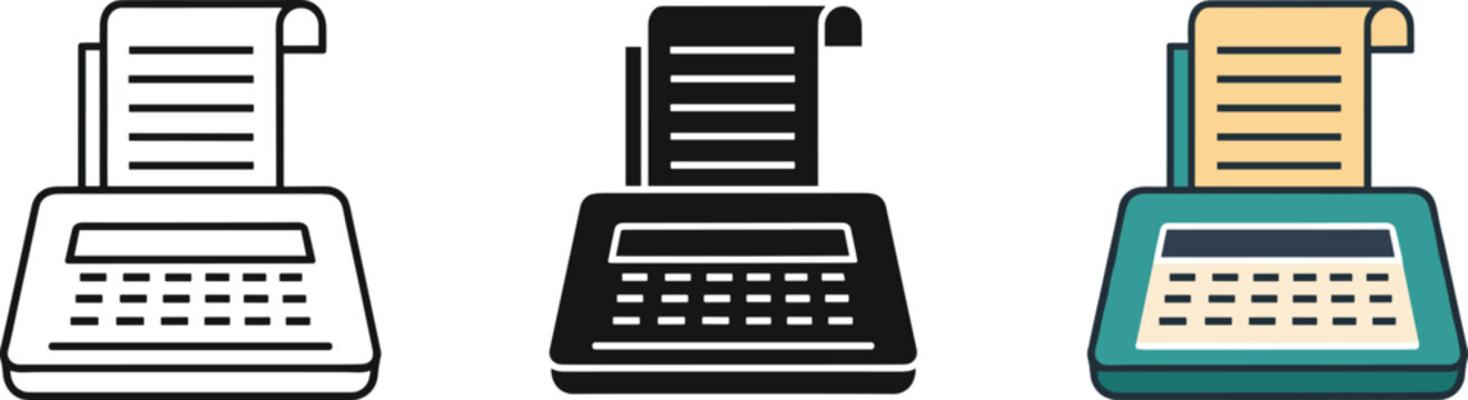 Three modern cash registers isolated on white background vector illustration