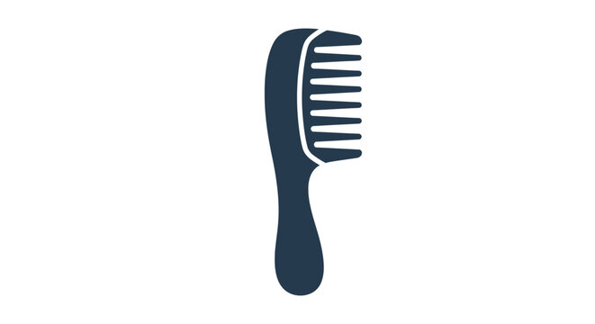 Minimalist flat vector illustration of a wide-tooth hair comb, dark blue solid silhouette.