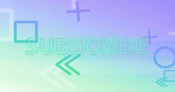 Square and arrow coming left causing drift on pastel gradient while SUBSCRIBE shifting guiding CTA