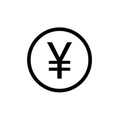 Obraz premium Black and white yen symbol inside a circle icon design