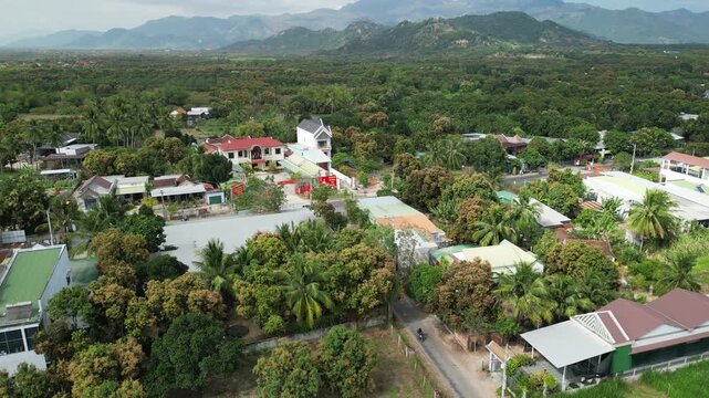 Aerial View of Scenic Mountain Village.