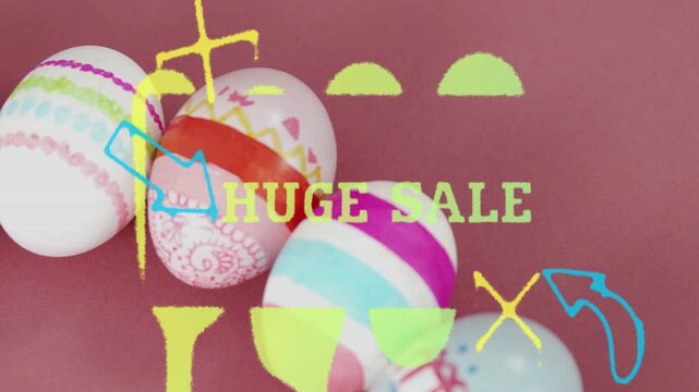 HUGE SALE appearing, causing blobs and doodles animating across painted eggs to promote sale