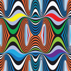 Obraz premium Abstract seamless geometric line pattern background with colorful retro waves suitable for wallpaper and textile design