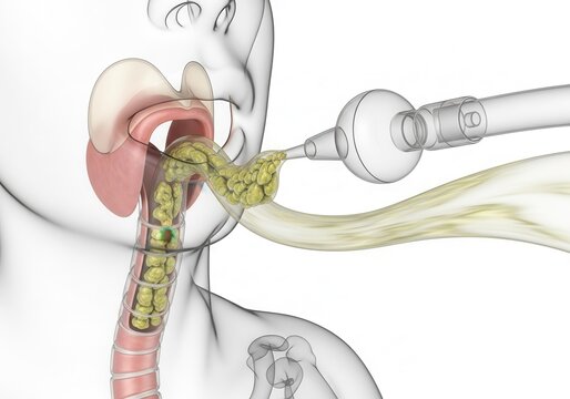 Medical illustration showing a salivary gland stone blocking the duct and causing swelling