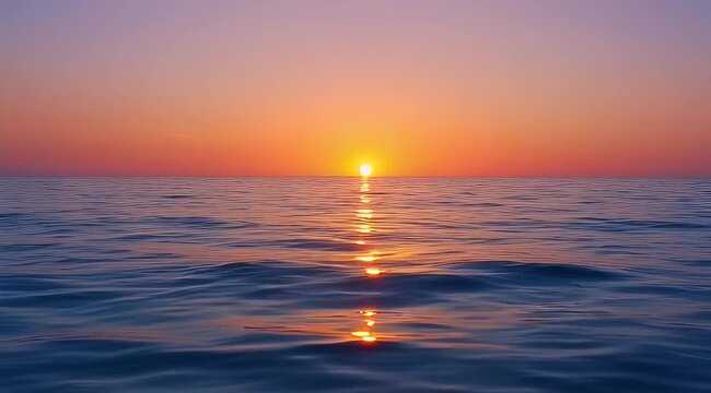 Majestic ocean sunset with a sky painted in hues of orange and pink