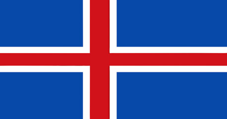 Obraz premium National Flag of Iceland Featuring the White-Bordered Red Nordic Cross. Icelandic Flag Background Representing Fire Ice and Mountains