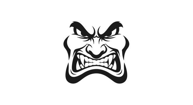 Angry Demon Face Illustration.