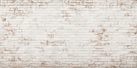 Obraz premium White painted old brick Wall panoramic background (2)
