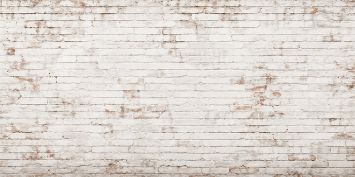White painted old brick Wall panoramic background (2)