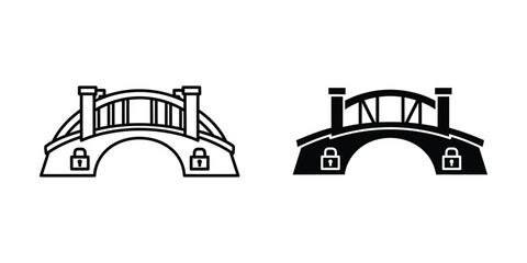 Naklejka premium Bridge Locked Icon Security Concept