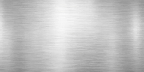 A polished silver stainless steel plate showcases a shiny brushed metal texture with a gray industrial aluminum pattern reflecting on the metallic surface of this high-quality alloy material wallpaper © ayaat