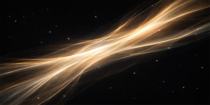 An abstract galaxy background features a bright nebula and shining stars across the dark blue cosmos of the deep universe