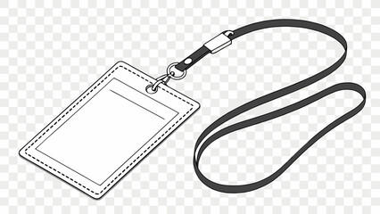 Obraz premium Blank ID Card Holder with Lanyard Outline Drawing.