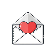 A stylish red heart sealed inside a gray envelope, symbolizing love and affection