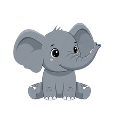 A whimsical cartoon elephant with a friendly and playful expression