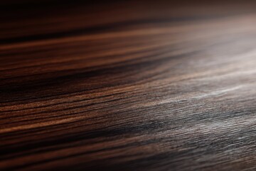 Fototapeta premium Dark walnut wood surface with rich circular grains, luxury furniture aesthetic