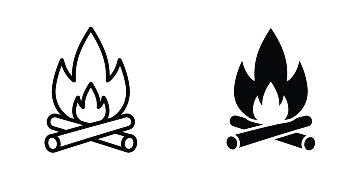 Bonfire Flame Icon Vector Campfire Element