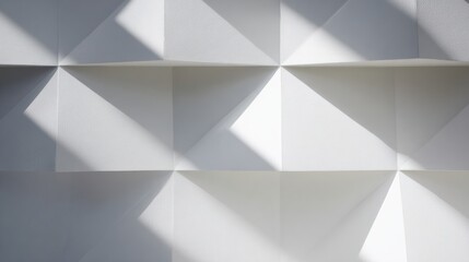 Obraz premium A wall of white 3D geometric pyramids, architectural shadow play