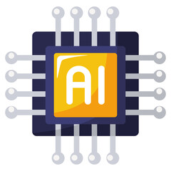 AI Chip Icon Microprocessor