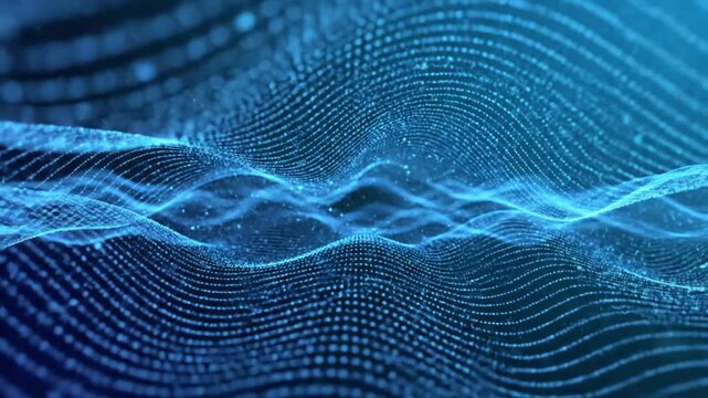 Blue Digital Waves Abstract Technology Background.