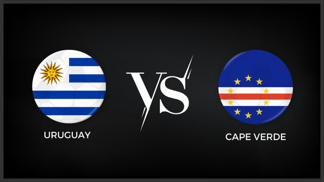  Uruguay vs Cape Verde flag and world map use for FIFA world cup 2026 template banner design.