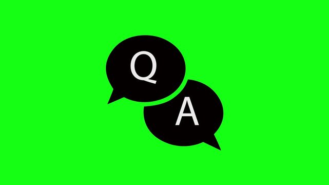 Neon Question and Answer Chat Bubbles Glowing Green on Dark Background