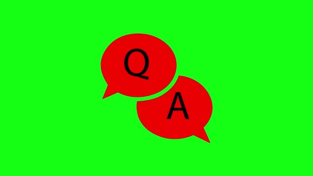 Neon Question and Answer Chat Bubbles Glowing Green on Dark Background