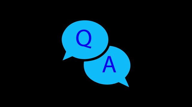 Glowing Green Neon Q and A Speech Bubbles on Black Background Loop Animation