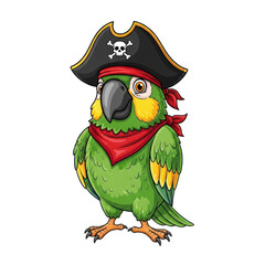 Naklejka premium Adventurous pirate parrot with a bandana and eye patch standing confidently