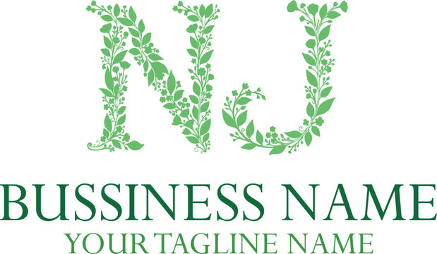 NJ initials monogram letter text alphabet logo design.