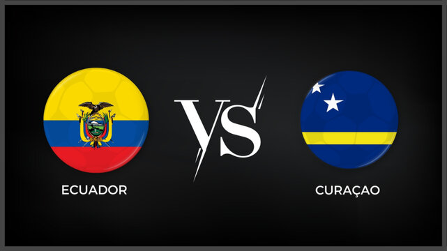  Ecuador vs Curacao flag and world map use for FIFA world cup 2026 template banner design.