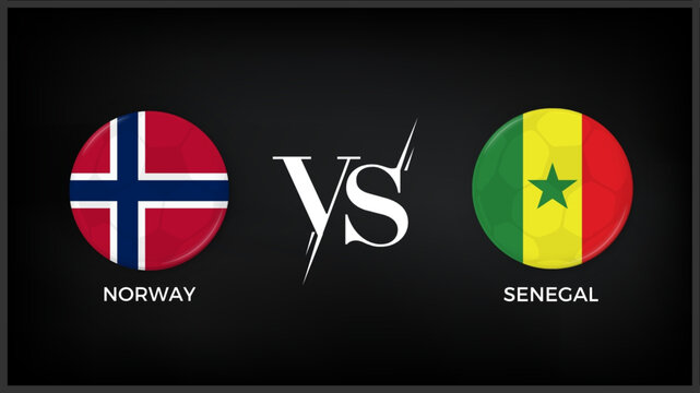 Norway vs Senegal flag and world map use for FIFA world cup 2026 template banner design.