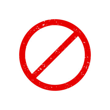 Grungy red prohibited sign isolated on a transparent background.