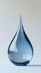 Obraz premium Elegant Teardrop Shaped Glass Sculpture with Subtle Blue Hue