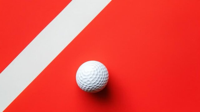 Red surface with white diagonal stripe and golf ball