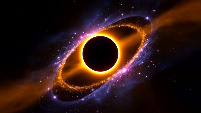 Cosmic eclipse with vibrant galaxy background