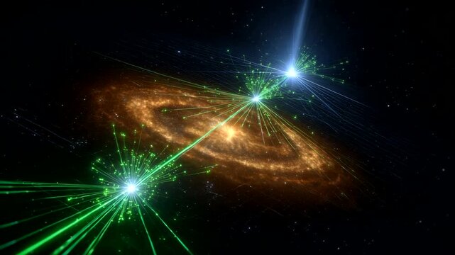 Cosmic Energy Collision in a Vibrant Galaxy Scene